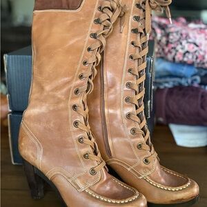 SOLD 👢 Cole Haan x Nike Air Peyton Lace-Up Leather Boots | Cognac Brown | Size 9